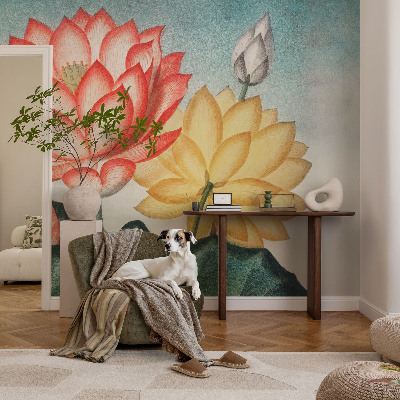 Peel and stick wall mural with a lotus flower design