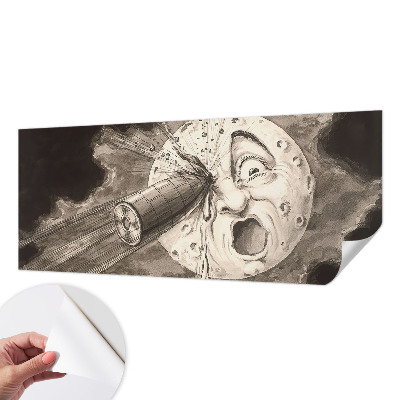 Peel and stick wallpaper mural with a cosmic collision design