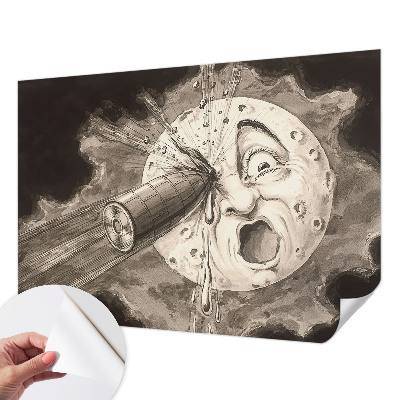 Peel and stick wallpaper mural with a cosmic collision design