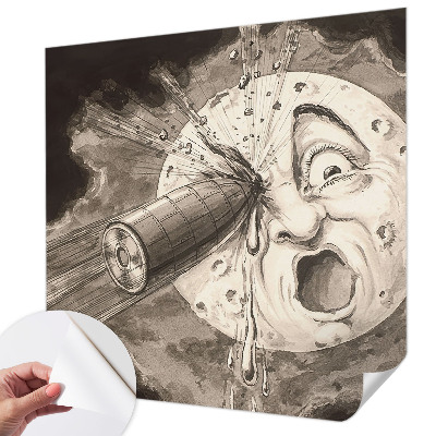 Peel and stick wallpaper mural with a cosmic collision design