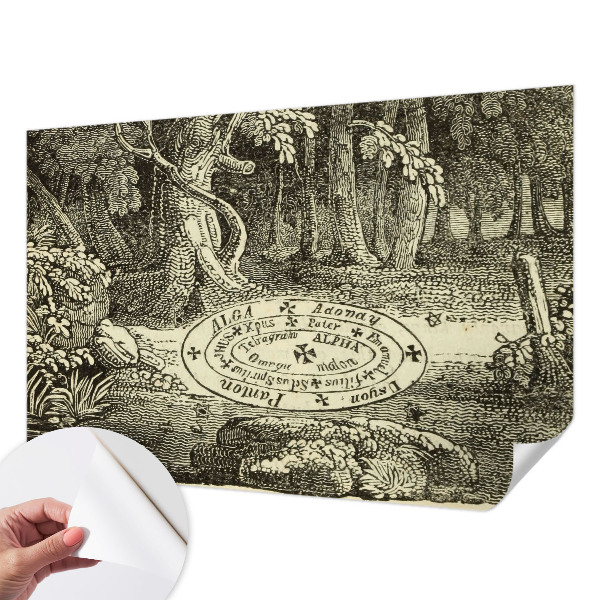Self-adhesive wall mural with a magic circle design
