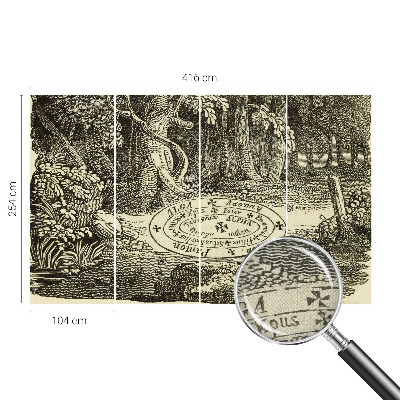 Self-adhesive wall mural with a magic circle design
