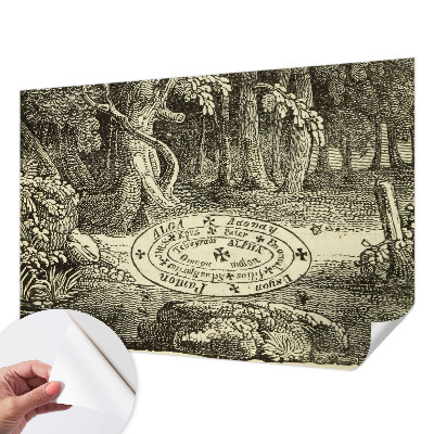Self-adhesive wall mural with a magic circle design