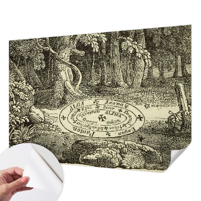 Self-adhesive wall mural with a magic circle design