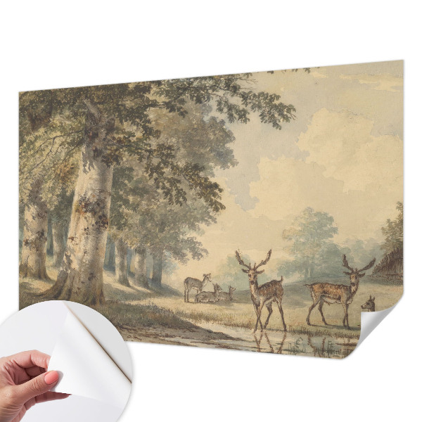 Stick-on wall mural with a peaceful forest scene