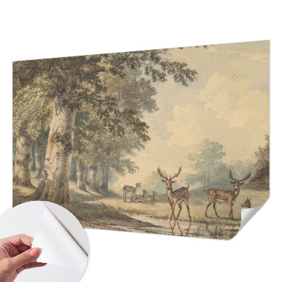 Stick-on wall mural with a peaceful forest scene
