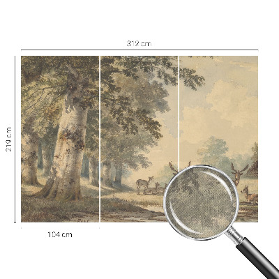 Stick-on wall mural with a peaceful forest scene