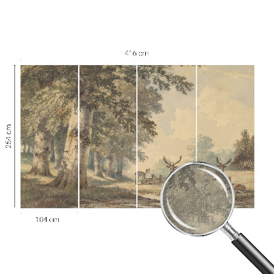 Stick-on wall mural with a peaceful forest scene