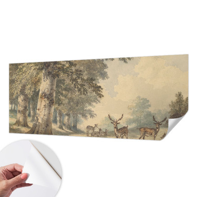 Stick-on wall mural with a peaceful forest scene
