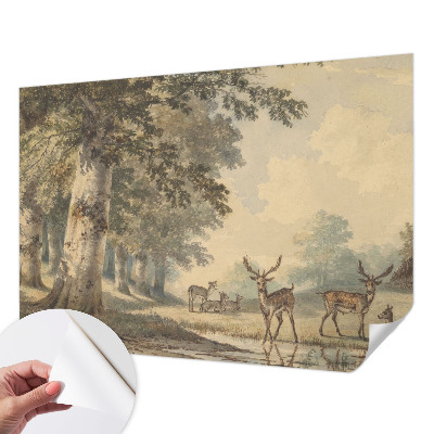 Stick-on wall mural with a peaceful forest scene