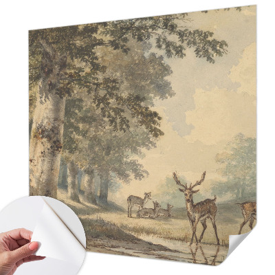 Stick-on wall mural with a peaceful forest scene