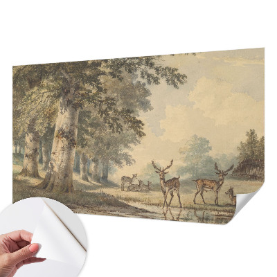 Stick-on wall mural with a peaceful forest scene