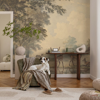 Stick-on wall mural with a peaceful forest scene