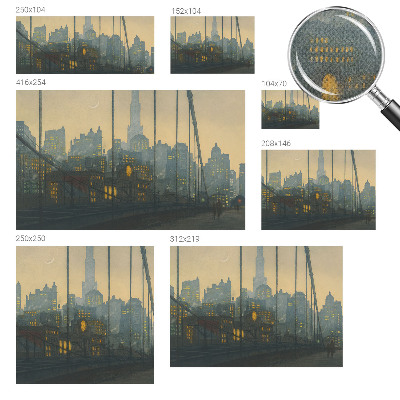 Peel and stick wall mural for kids' room with an evening city panorama design