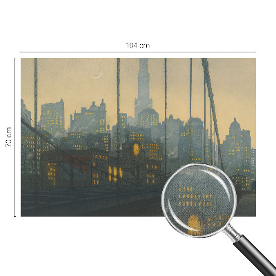 Peel and stick wall mural for kids' room with an evening city panorama design