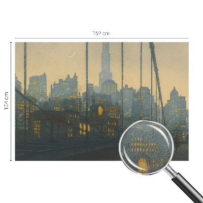 Peel and stick wall mural for kids' room with an evening city panorama design