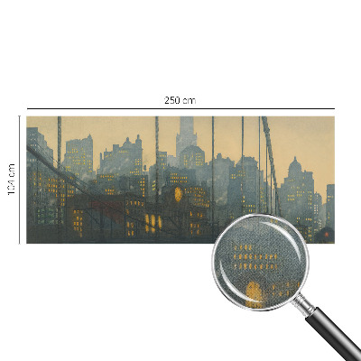 Peel and stick wall mural for kids' room with an evening city panorama design