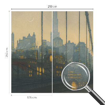 Peel and stick wall mural for kids' room with an evening city panorama design