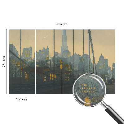 Peel and stick wall mural for kids' room with an evening city panorama design