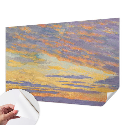 Removable wall mural with a pastel sky design