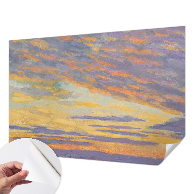 Removable wall mural with a pastel sky design