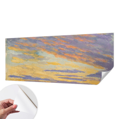 Removable wall mural with a pastel sky design