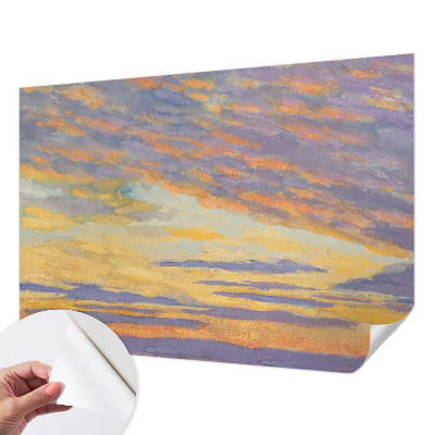 Removable wall mural with a pastel sky design