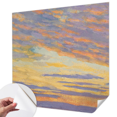 Removable wall mural with a pastel sky design