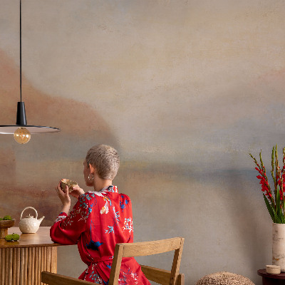 Removable wall mural wallpaper featuring an ethereal landscape design