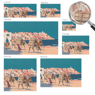 Peel and stick wall mural for living room Camel caravan