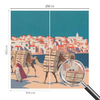 Peel and stick wall mural for living room Camel caravan