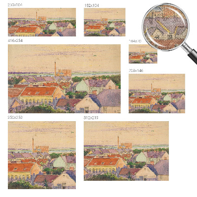 Peel and stick wall mural for bedroom featuring an urban rooftops design