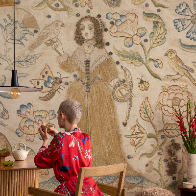 Peel and stick wall mural for kids' room with a colorful nature design