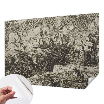3D wall mural with a mountain scenery design