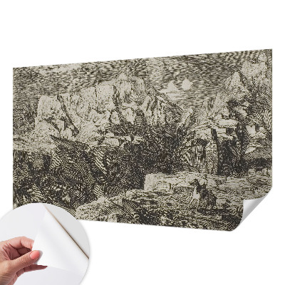 3D wall mural with a mountain scenery design