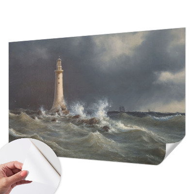 Nursery wall mural with a sea storm motif