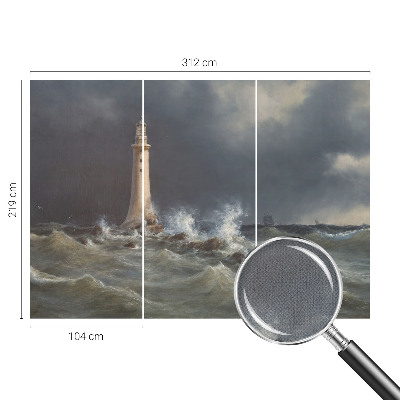Nursery wall mural with a sea storm motif