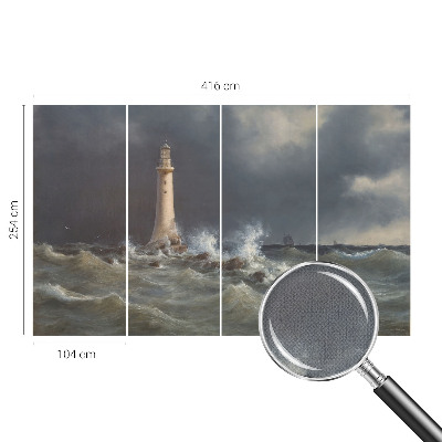 Nursery wall mural with a sea storm motif