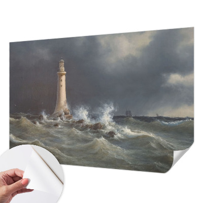 Nursery wall mural with a sea storm motif