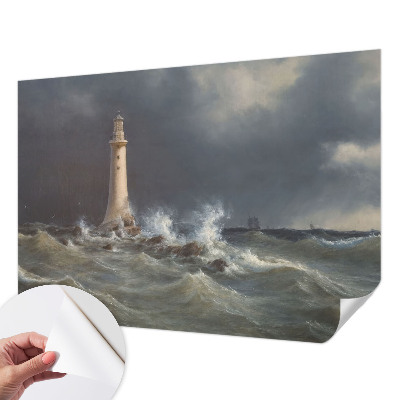 Nursery wall mural with a sea storm motif