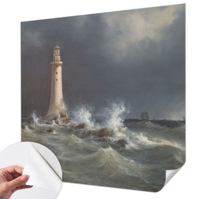 Nursery wall mural with a sea storm motif