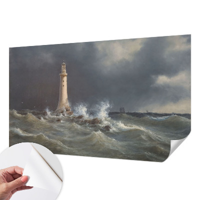Nursery wall mural with a sea storm motif