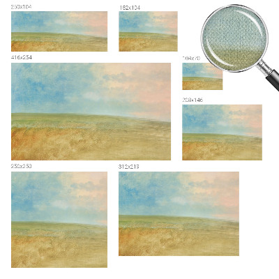 Children's wall mural with a pastel fields design