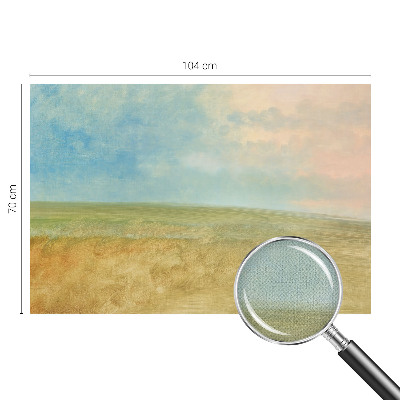 Children's wall mural with a pastel fields design