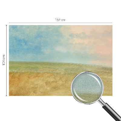 Children's wall mural with a pastel fields design