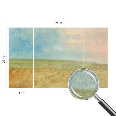 Children's wall mural with a pastel fields design