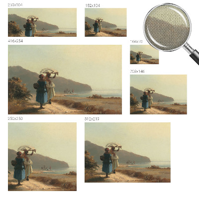Baby room wall mural with a seaside walk motif