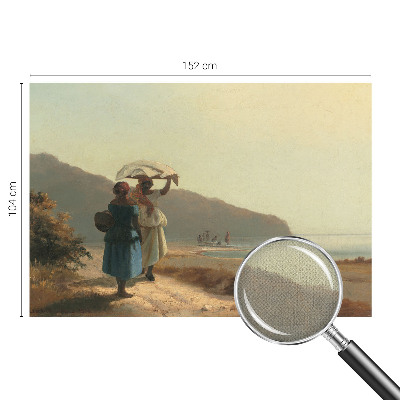 Baby room wall mural with a seaside walk motif