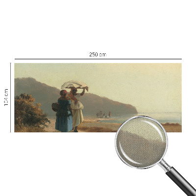 Baby room wall mural with a seaside walk motif