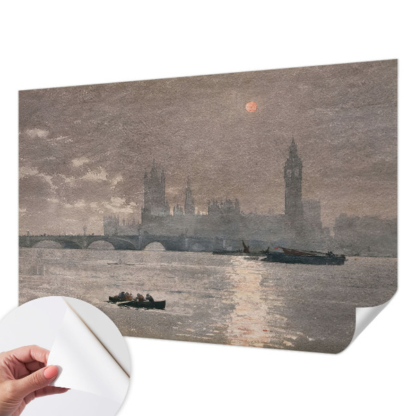Peel and stick wallpaper mural with a night city panorama